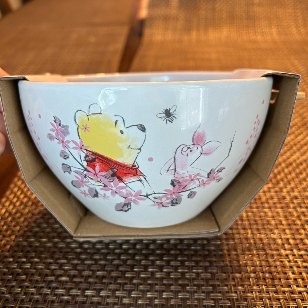Disney Winnie the Pooh & Piglet Ramen Bowl with Chopsticks NWT